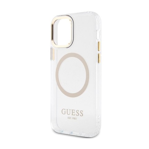 Guess Metal Outline MagSafe - Etui iPhone 12 / iPhone 12 Pro (przezroczysty / złoty) Guess Metal Outline MagSafe - Etui iPhone 12 / iPhone 12 Pro (przezroczysty / złoty)