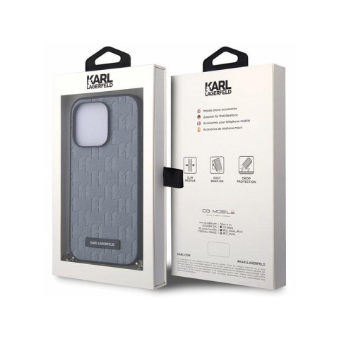 Karl Lagerfeld Saffiano Monogram Chain - Etui iPhone 14 Pro (Srebrny) Karl Lagerfeld Saffiano Monogram Chain - Etui iPhone 14 Pro (Srebrny)