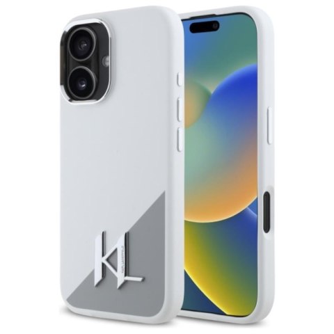 Karl Lagerfeld Silicone Shadow Metal Initial MagSafe - Etui iPhone 16 (biały) Karl Lagerfeld Silicone Shadow Metal Initial MagSafe - Etui iPhone 16 (biały)