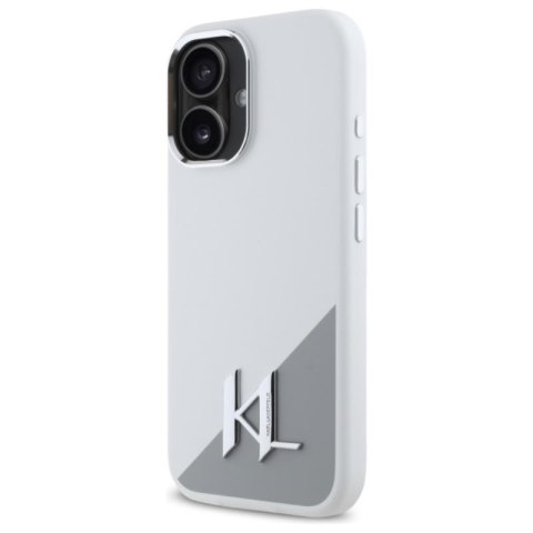 Karl Lagerfeld Silicone Shadow Metal Initial MagSafe - Etui iPhone 16 (biały) Karl Lagerfeld Silicone Shadow Metal Initial MagSafe - Etui iPhone 16 (biały)