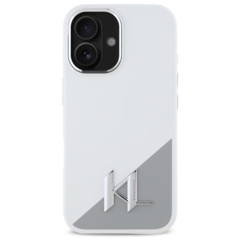 Karl Lagerfeld Silicone Shadow Metal Initial MagSafe - Etui iPhone 16 (biały) Karl Lagerfeld Silicone Shadow Metal Initial MagSafe - Etui iPhone 16 (biały)