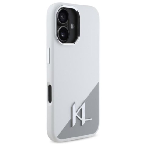 Karl Lagerfeld Silicone Shadow Metal Initial MagSafe - Etui iPhone 16 (biały) Karl Lagerfeld Silicone Shadow Metal Initial MagSafe - Etui iPhone 16 (biały)