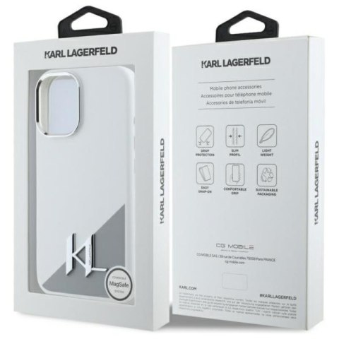 Karl Lagerfeld Silicone Shadow Metal Initial MagSafe - Etui iPhone 16 (biały) Karl Lagerfeld Silicone Shadow Metal Initial MagSafe - Etui iPhone 16 (biały)