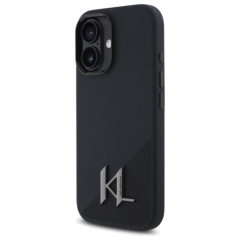 Karl Lagerfeld Silicone Shadow Metal Initial MagSafe - Etui iPhone 16 (czarny) Karl Lagerfeld Silicone Shadow Metal Initial MagSafe - Etui iPhone 16 (czarny)