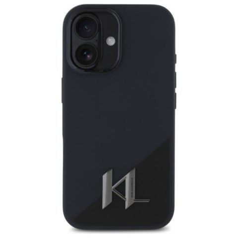 Karl Lagerfeld Silicone Shadow Metal Initial MagSafe - Etui iPhone 16 (czarny) Karl Lagerfeld Silicone Shadow Metal Initial MagSafe - Etui iPhone 16 (czarny)