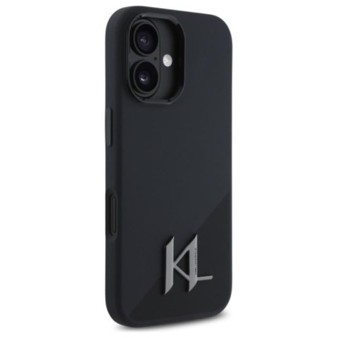 Karl Lagerfeld Silicone Shadow Metal Initial MagSafe - Etui iPhone 16 (czarny) Karl Lagerfeld Silicone Shadow Metal Initial MagSafe - Etui iPhone 16 (czarny)