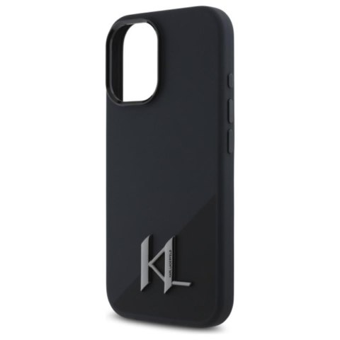 Karl Lagerfeld Silicone Shadow Metal Initial MagSafe - Etui iPhone 16 (czarny) Karl Lagerfeld Silicone Shadow Metal Initial MagSafe - Etui iPhone 16 (czarny)