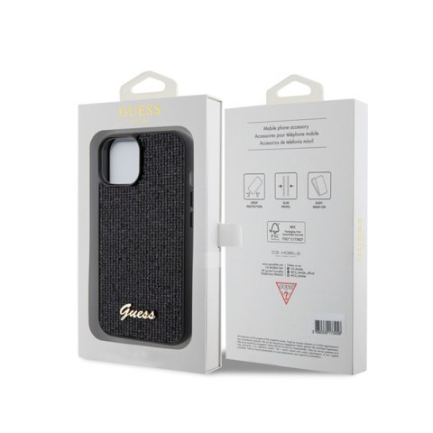 Guess Disco Metal Script - Etui iPhone 15 (czarny) Guess Disco Metal Script - Etui iPhone 15 (czarny)
