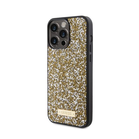 Guess Rhinestone Metal Logo - Etui iPhone 15 Pro Max (żółty) Guess Rhinestone Metal Logo - Etui iPhone 15 Pro Max (żółty)