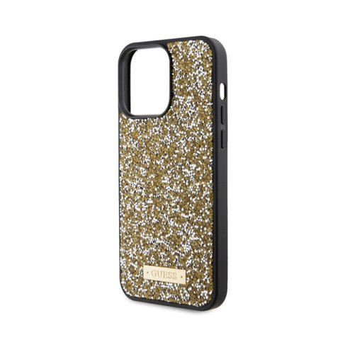 Guess Rhinestone Metal Logo - Etui iPhone 15 Pro Max (żółty) Guess Rhinestone Metal Logo - Etui iPhone 15 Pro Max (żółty)