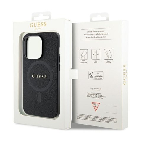 Guess Saffiano MagSafe - Etui iPhone 14 Pro Max (czarny) Guess Saffiano MagSafe - Etui iPhone 14 Pro Max (czarny)