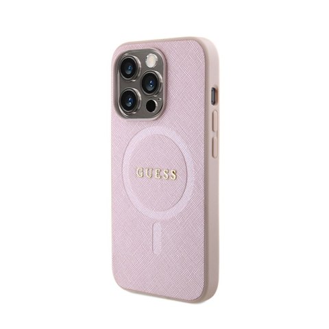 Guess Saffiano MagSafe - Etui iPhone 15 Pro (różowy) Guess Saffiano MagSafe - Etui iPhone 15 Pro (różowy)