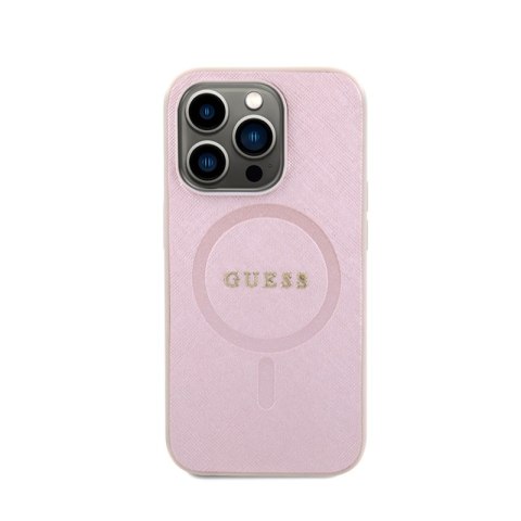 Guess Saffiano MagSafe - Etui iPhone 15 Pro (różowy) Guess Saffiano MagSafe - Etui iPhone 15 Pro (różowy)
