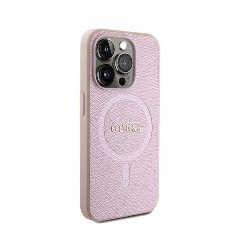 Guess Saffiano MagSafe - Etui iPhone 15 Pro (różowy) Guess Saffiano MagSafe - Etui iPhone 15 Pro (różowy)