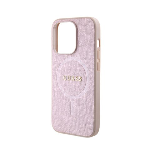 Guess Saffiano MagSafe - Etui iPhone 15 Pro (różowy) Guess Saffiano MagSafe - Etui iPhone 15 Pro (różowy)