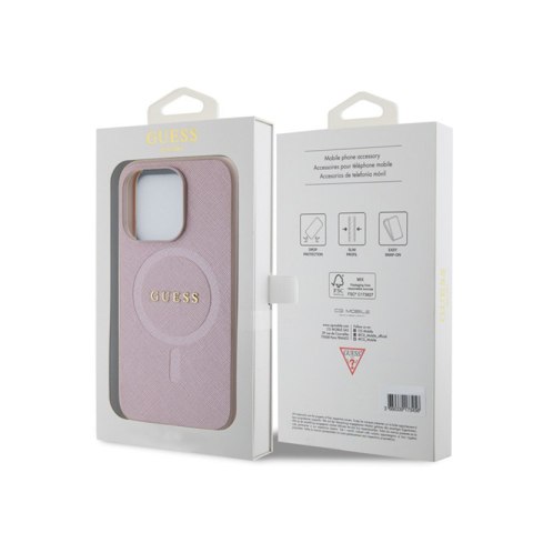 Guess Saffiano MagSafe - Etui iPhone 15 Pro (różowy) Guess Saffiano MagSafe - Etui iPhone 15 Pro (różowy)