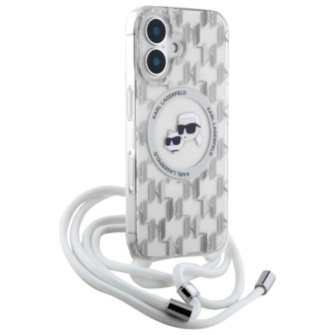 Karl Lagerfeld IML Crossbody Monogram Karl & Choupette Head MagSafe - Etui iPhone 16 (przezroczysty) Karl Lagerfeld IML Crossbody Monogram Karl & Choupette Head MagSafe - Etui iPhone 16 (przezroczysty)