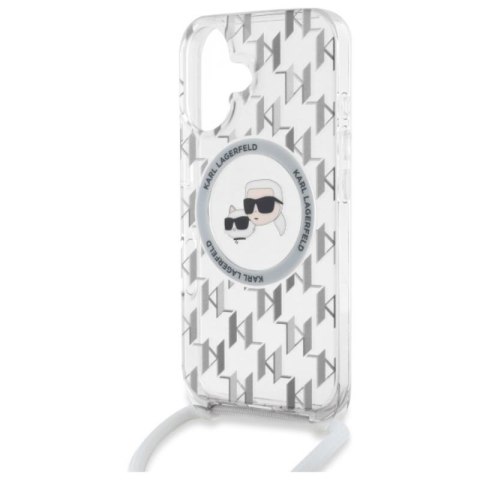 Karl Lagerfeld IML Crossbody Monogram Karl & Choupette Head MagSafe - Etui iPhone 16 (przezroczysty) Karl Lagerfeld IML Crossbody Monogram Karl & Choupette Head MagSafe - Etui iPhone 16 (przezroczysty)