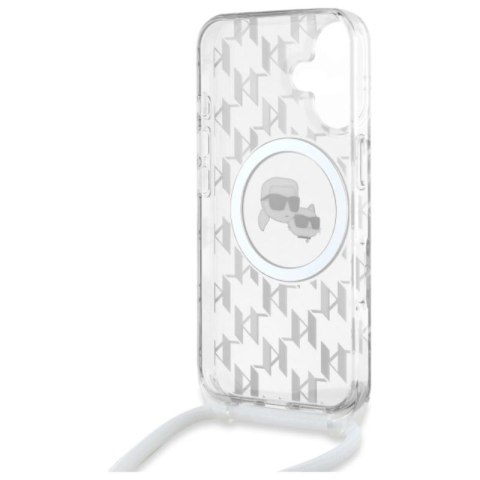 Karl Lagerfeld IML Crossbody Monogram Karl & Choupette Head MagSafe - Etui iPhone 16 (przezroczysty) Karl Lagerfeld IML Crossbody Monogram Karl & Choupette Head MagSafe - Etui iPhone 16 (przezroczysty)