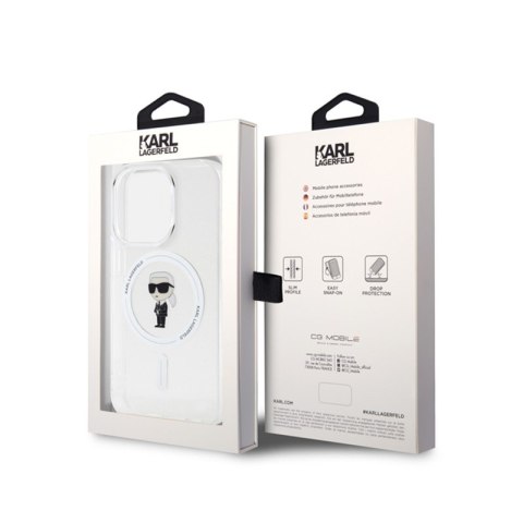 Karl Lagerfeld IML Ikonik MagSafe - Etui iPhone 15 Pro (przezroczysty) Karl Lagerfeld IML Ikonik MagSafe - Etui iPhone 15 Pro (przezroczysty)