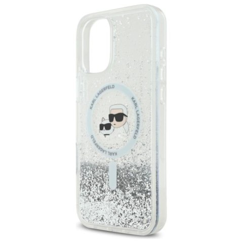 Karl Lagerfeld Liquid Glitter Karl & Choupette Head MagSafe - Etui iPhone 16 (przezroczysty) Karl Lagerfeld Liquid Glitter Karl & Choupette Head MagSafe - Etui iPhone 16 (przezroczysty)