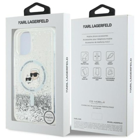Karl Lagerfeld Liquid Glitter Karl & Choupette Head MagSafe - Etui iPhone 16 (przezroczysty) Karl Lagerfeld Liquid Glitter Karl & Choupette Head MagSafe - Etui iPhone 16 (przezroczysty)
