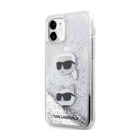 Karl Lagerfeld Liquid Glitter Karl & Choupette Heads - Etui iPhone 11 (srebrny) Karl Lagerfeld Liquid Glitter Karl & Choupette Heads - Etui iPhone 11 (srebrny)