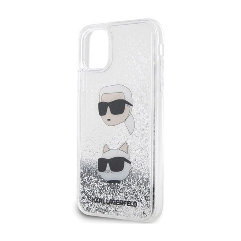 Karl Lagerfeld Liquid Glitter Karl & Choupette Heads - Etui iPhone 11 (srebrny) Karl Lagerfeld Liquid Glitter Karl & Choupette Heads - Etui iPhone 11 (srebrny)