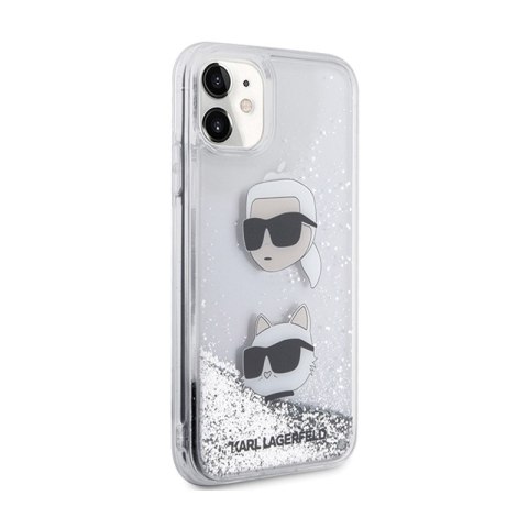 Karl Lagerfeld Liquid Glitter Karl & Choupette Heads - Etui iPhone 11 (srebrny) Karl Lagerfeld Liquid Glitter Karl & Choupette Heads - Etui iPhone 11 (srebrny)