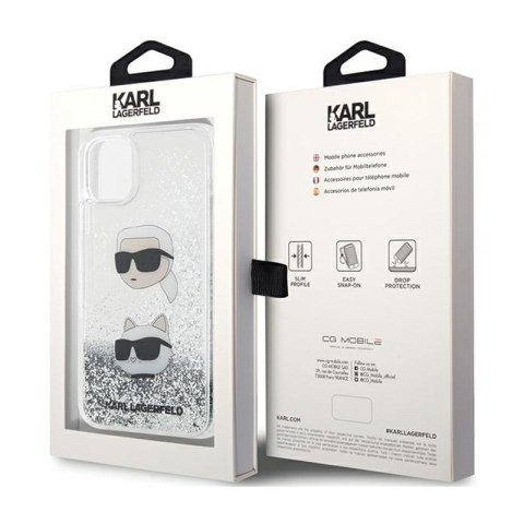 Karl Lagerfeld Liquid Glitter Karl & Choupette Heads - Etui iPhone 11 (srebrny) Karl Lagerfeld Liquid Glitter Karl & Choupette Heads - Etui iPhone 11 (srebrny)