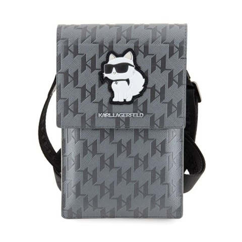 Karl Lagerfeld Saffiano Monogram Choupette - Torebka crossbody na telefon (srebrny) Karl Lagerfeld Saffiano Monogram Choupette - Torebka crossbody na telefon (srebrny)
