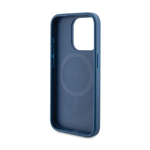 Guess 4G Collection Leather Metal Logo MagSafe - Etui iPhone 15 Pro Max (niebieski) Guess 4G Collection Leather Metal Logo MagSafe - Etui iPhone 15 Pro Max (niebieski)