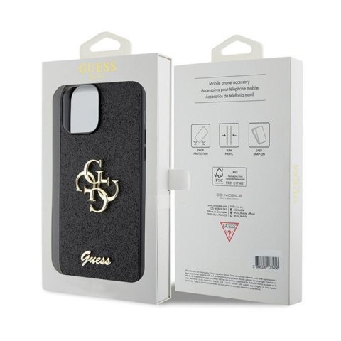 Guess Glitter Script Big 4G - Etui iPhone 13 Pro Max (czarny) Guess Glitter Script Big 4G - Etui iPhone 13 Pro Max (czarny)