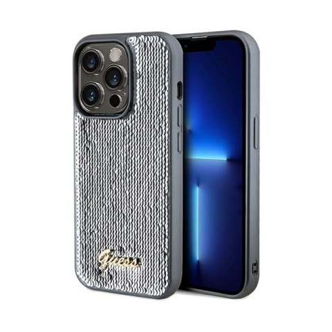 Guess Sequin Script Metal - Etui iPhone 14 Pro Max (srebrny) Guess Sequin Script Metal - Etui iPhone 14 Pro Max (srebrny)