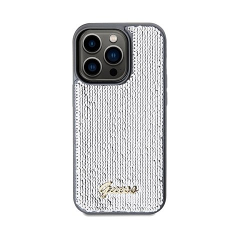 Guess Sequin Script Metal - Etui iPhone 14 Pro Max (srebrny) Guess Sequin Script Metal - Etui iPhone 14 Pro Max (srebrny)