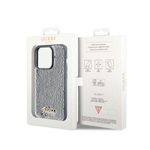 Guess Sequin Script Metal - Etui iPhone 14 Pro Max (srebrny) Guess Sequin Script Metal - Etui iPhone 14 Pro Max (srebrny)
