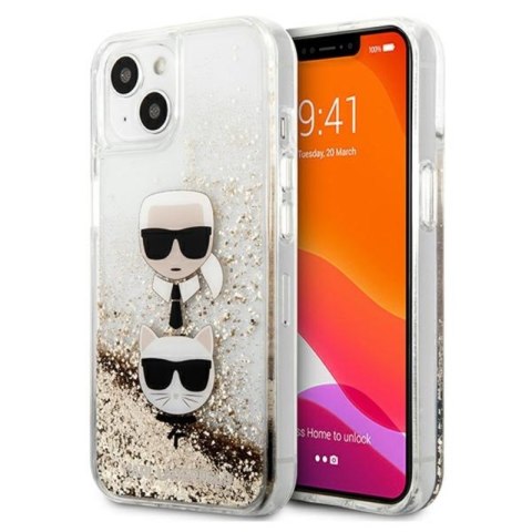 Karl Lagerfeld Liquid Glitter Karl & Choupette Head - Etui iPhone 13 mini (złoty) Karl Lagerfeld Liquid Glitter Karl & Choupette Head - Etui iPhone 13 mini (złoty)