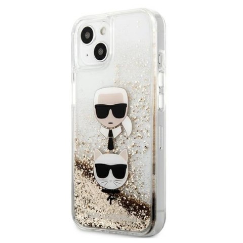 Karl Lagerfeld Liquid Glitter Karl & Choupette Head - Etui iPhone 13 mini (złoty) Karl Lagerfeld Liquid Glitter Karl & Choupette Head - Etui iPhone 13 mini (złoty)