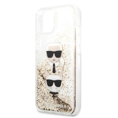 Karl Lagerfeld Liquid Glitter Karl & Choupette Head - Etui iPhone 13 mini (złoty) Karl Lagerfeld Liquid Glitter Karl & Choupette Head - Etui iPhone 13 mini (złoty)