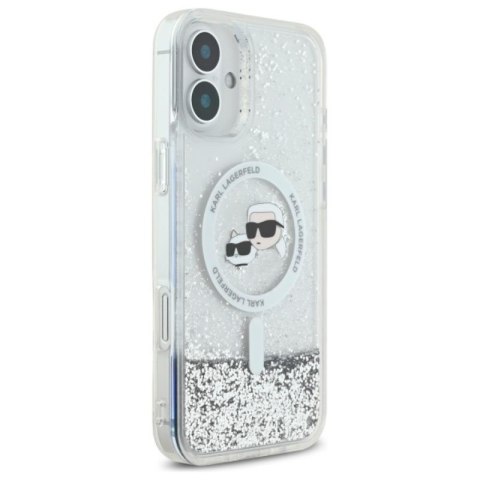 Karl Lagerfeld Liquid Glitter Karl & Choupette Head MagSafe - Etui iPhone 16 Plus (przezroczysty) Karl Lagerfeld Liquid Glitter Karl & Choupette Head MagSafe - Etui iPhone 16 Plus (przezroczysty)
