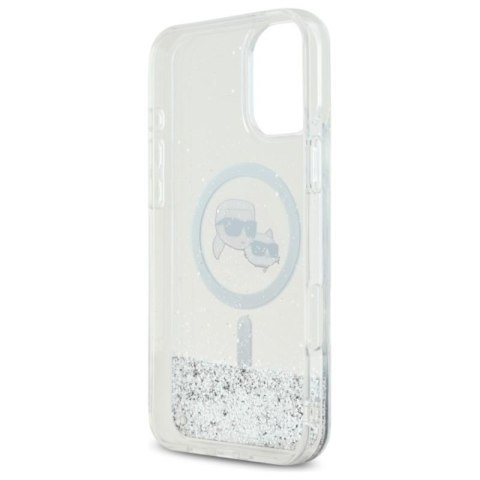 Karl Lagerfeld Liquid Glitter Karl & Choupette Head MagSafe - Etui iPhone 16 Plus (przezroczysty) Karl Lagerfeld Liquid Glitter Karl & Choupette Head MagSafe - Etui iPhone 16 Plus (przezroczysty)