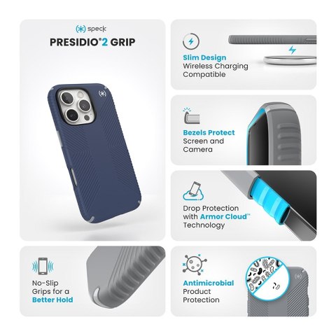 Speck Presidio2 Grip - Etui iPhone 16 Pro (Coastal Blue / Dust Grey / White) Speck Presidio2 Grip - Etui iPhone 16 Pro (Coastal Blue / Dust Grey / White)