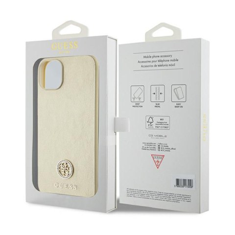 Guess 4G Strass Metal Logo - Etui iPhone 15 Plus (złoty) Guess 4G Strass Metal Logo - Etui iPhone 15 Plus (złoty)