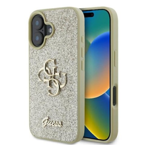 Guess Fixed Glitter Big 4G - Etui iPhone 16 Plus (złoty) Guess Fixed Glitter Big 4G - Etui iPhone 16 Plus (złoty)