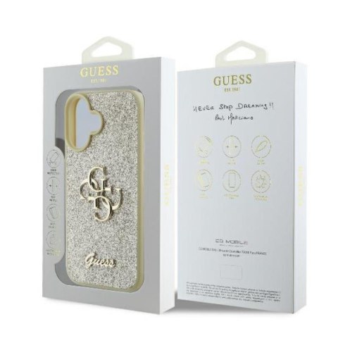 Guess Fixed Glitter Big 4G - Etui iPhone 16 Plus (złoty) Guess Fixed Glitter Big 4G - Etui iPhone 16 Plus (złoty)