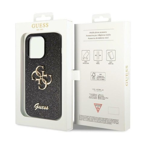 Guess Glitter Script Big 4G - Etui iPhone 14 Pro Max (czarny) Guess Glitter Script Big 4G - Etui iPhone 14 Pro Max (czarny)