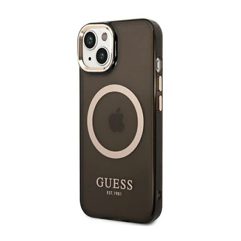 Guess Gold Outline Translucent MagSafe - Etui iPhone 14 (czarny) Guess Gold Outline Translucent MagSafe - Etui iPhone 14 (czarny)