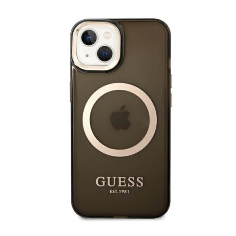 Guess Gold Outline Translucent MagSafe - Etui iPhone 14 (czarny) Guess Gold Outline Translucent MagSafe - Etui iPhone 14 (czarny)