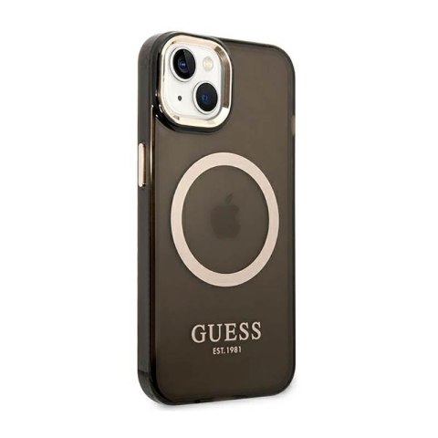 Guess Gold Outline Translucent MagSafe - Etui iPhone 14 (czarny) Guess Gold Outline Translucent MagSafe - Etui iPhone 14 (czarny)