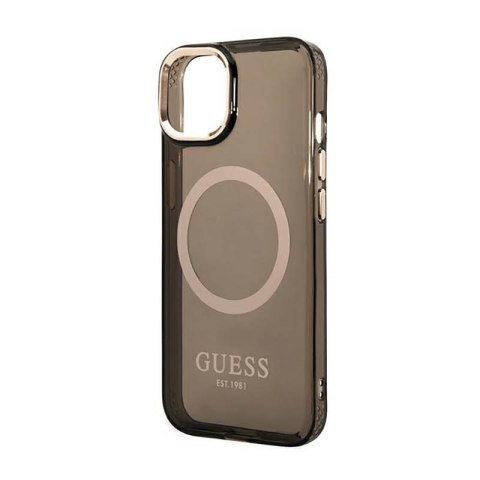 Guess Gold Outline Translucent MagSafe - Etui iPhone 14 (czarny) Guess Gold Outline Translucent MagSafe - Etui iPhone 14 (czarny)